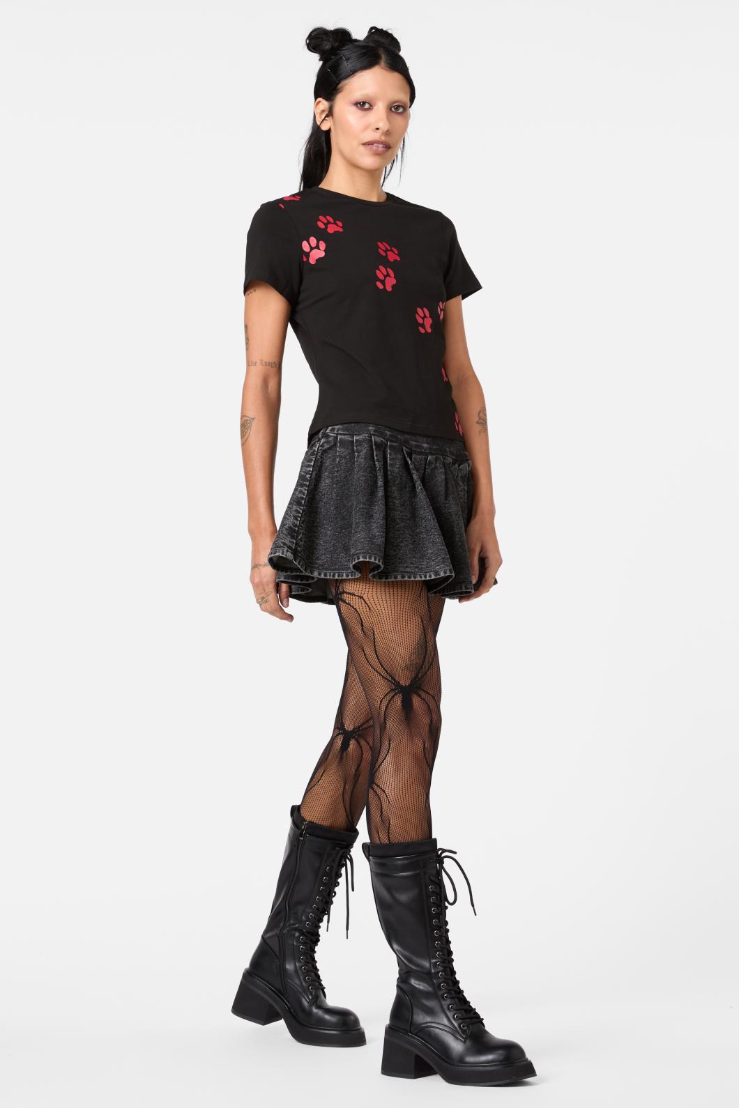 Dangerfield - Moggy Glitter Paw Tee - black