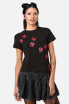 Dangerfield - Moggy Glitter Paw Tee - black