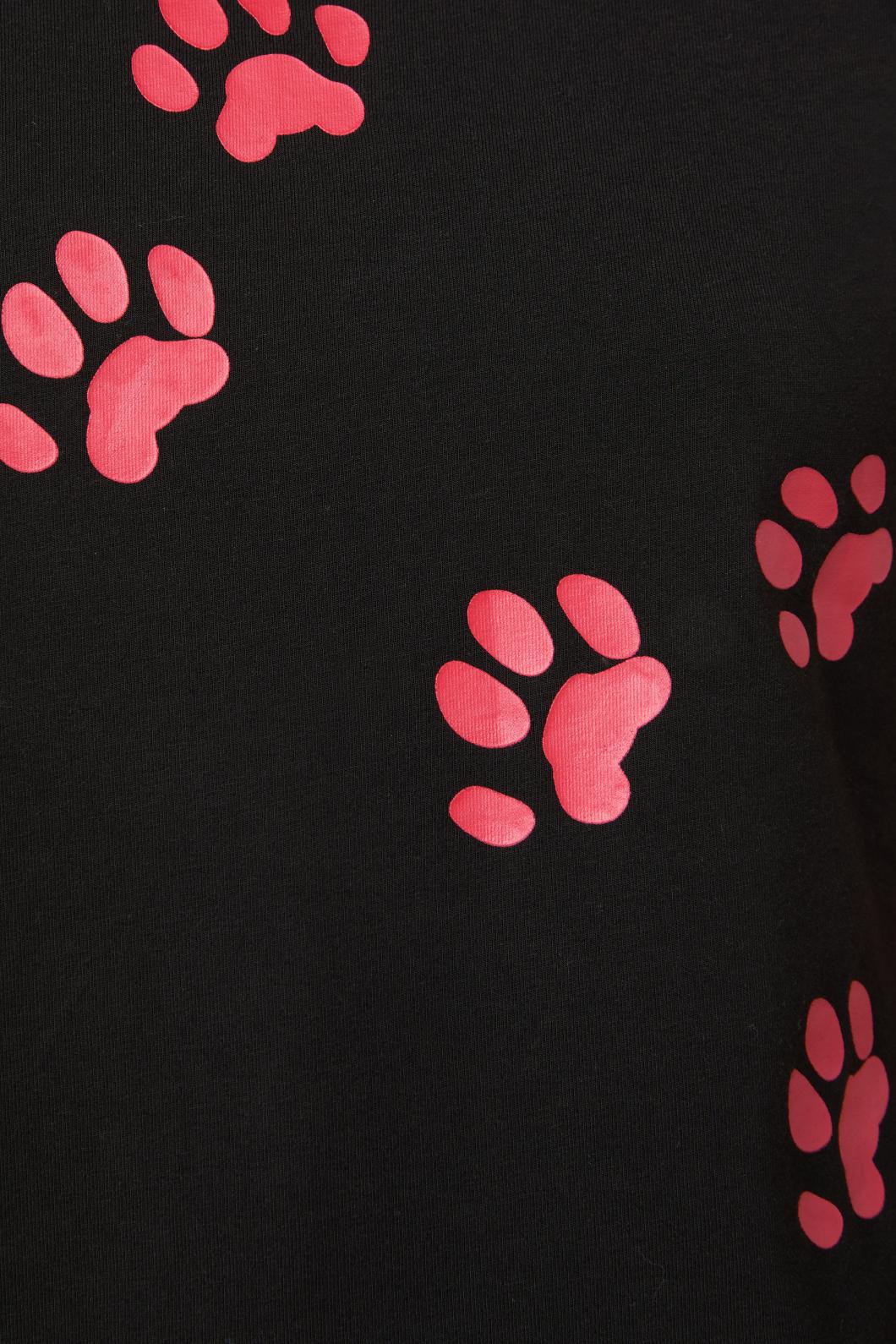 Dangerfield - Moggy Glitter Paw Tee - black
