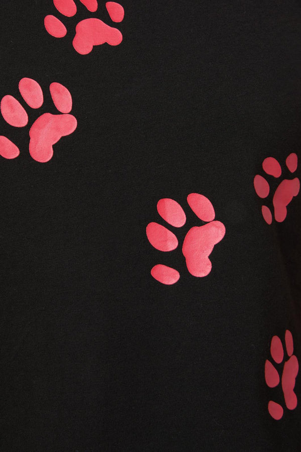 Dangerfield - Moggy Glitter Paw Tee - black