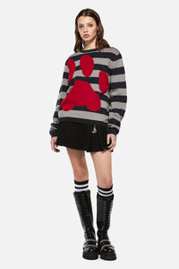 Dangerfield - Moggy Stripe Paw Knit - black-grey