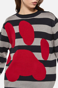 Dangerfield - Moggy Stripe Paw Knit - black-grey
