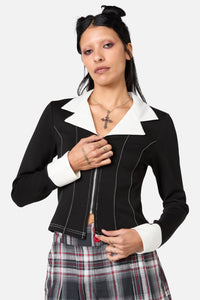 Dangerfield - Moggy Contrast LS Blouse - black-white