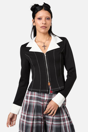 Dangerfield - Moggy Contrast LS Blouse - black-white