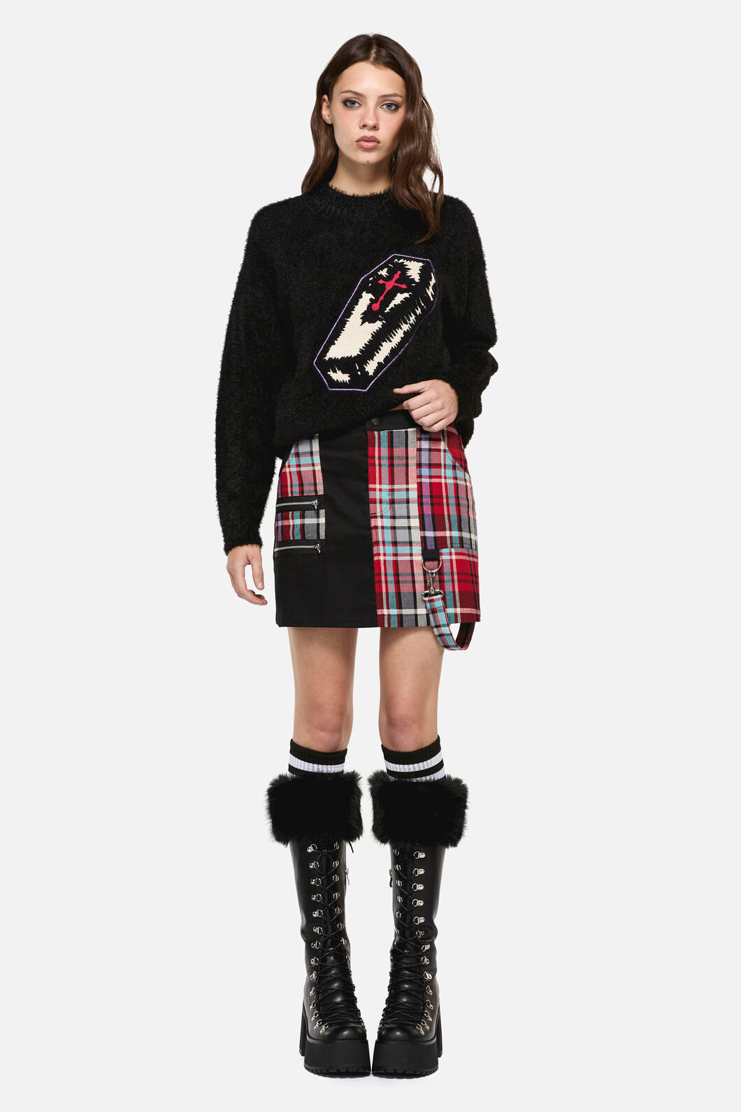 Dangerfield - Scorpion Tartan Skirt - multi