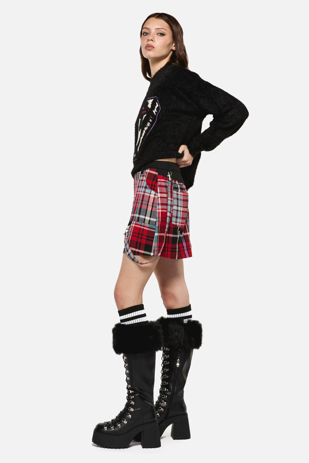 Dangerfield - Scorpion Tartan Skirt - multi