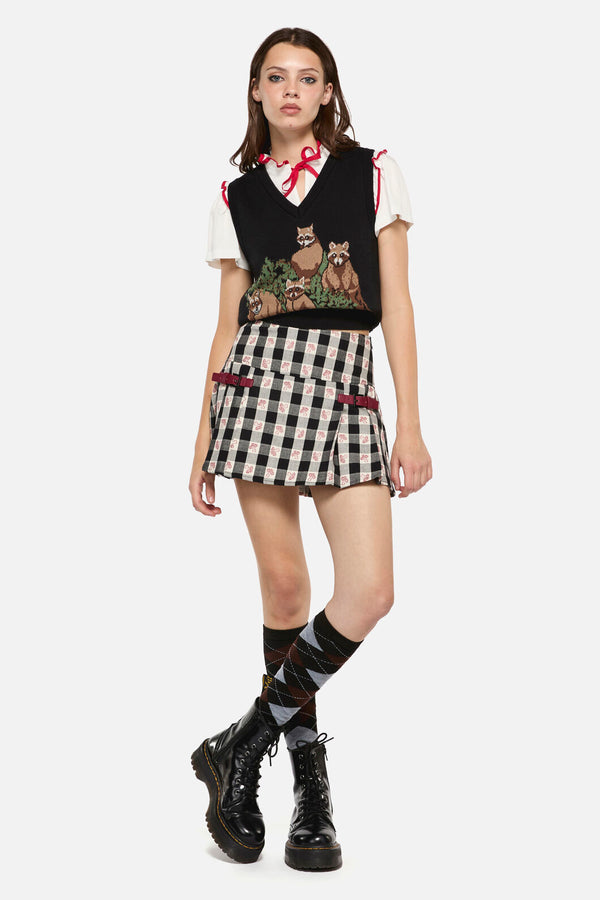 Dangerfield - Sweet Home Gingham Skort - black-white