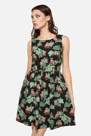 Dangerfield - Haus Of Raccoon Print Dress - multi