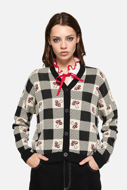 Dangerfield - Sweet Home Intarsia Cardi - black-white