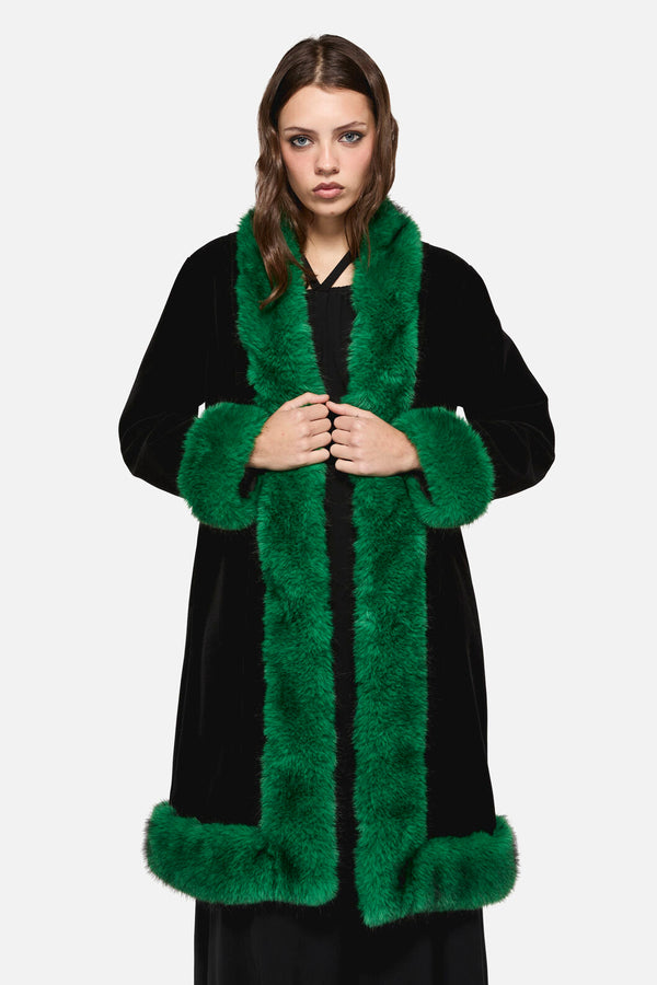 Dangerfield - Cub Huddle Fluffy Cord Coat - black-green