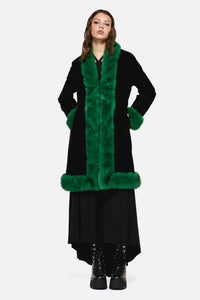 Dangerfield - Cub Huddle Fluffy Cord Coat - black-green