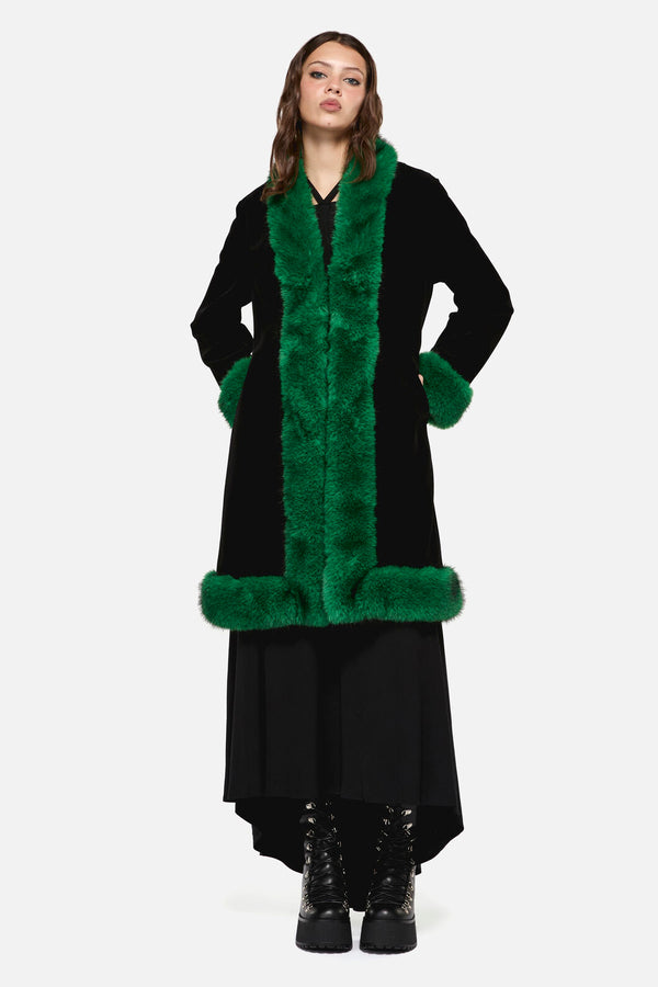 Dangerfield - Cub Huddle Fluffy Cord Coat - black-green