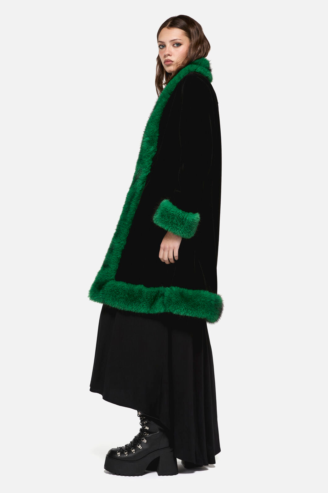 Dangerfield - Cub Huddle Fluffy Cord Coat - black-green