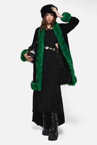 Dangerfield - Cub Huddle Fluffy Cord Coat - black-green