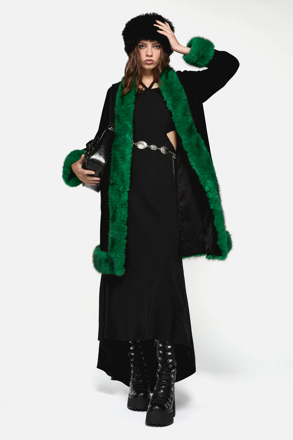 Dangerfield - Cub Huddle Fluffy Cord Coat - black-green