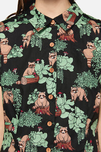 Dangerfield - Haus Of Raccoon Print Blouse - multi