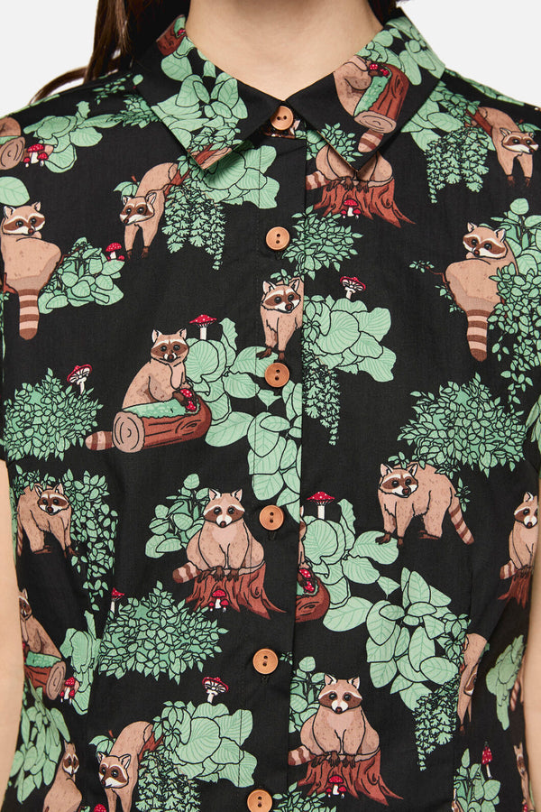 Dangerfield - Haus Of Raccoon Print Blouse - multi