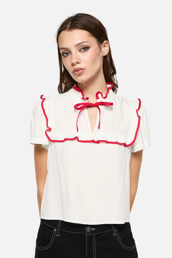 Dangerfield - Little Bitter Frilly Blouse - cream