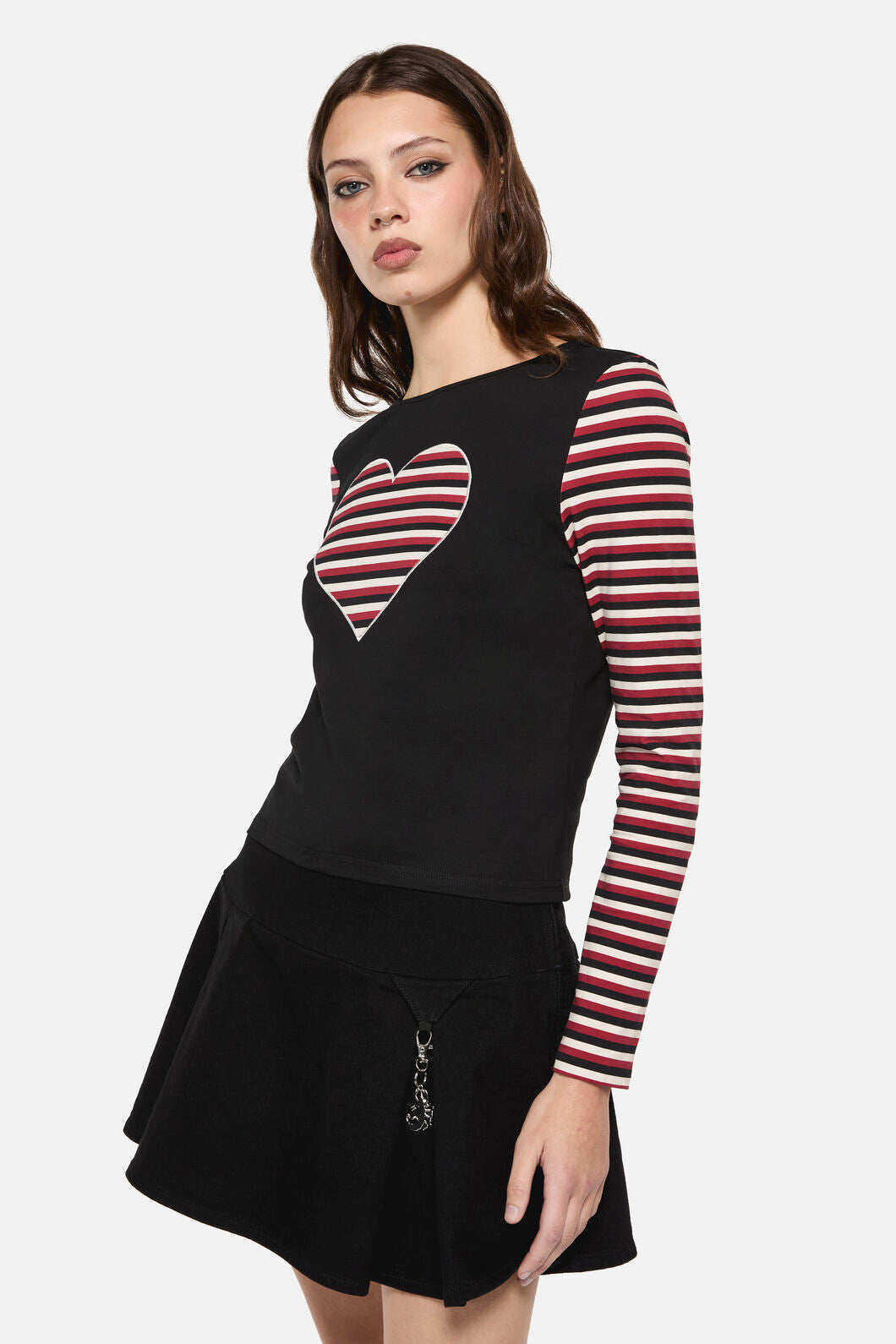 Dangerfield - Sucked In Gothic Contrast Sleeve Top - black