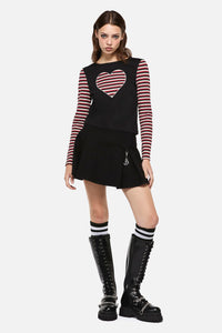 Dangerfield - Sucked In Gothic Contrast Sleeve Top - black