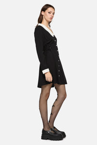 Dangerfield - Ready To Rot LS Contrast Dress - black-white