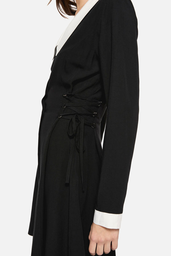 Dangerfield - Ready To Rot LS Contrast Dress - black-white