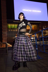 Dangerfield - Edgy Tartan Midi Skirt - blue-red