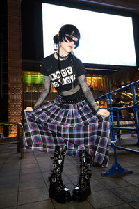 Dangerfield - Edgy Tartan Midi Skirt - blue-red