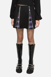 Dangerfield - Edgy Tartan Contrast Mini Skirt - blue-red