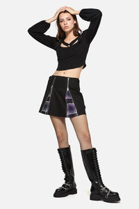Dangerfield - Edgy Tartan Contrast Mini Skirt - blue-red