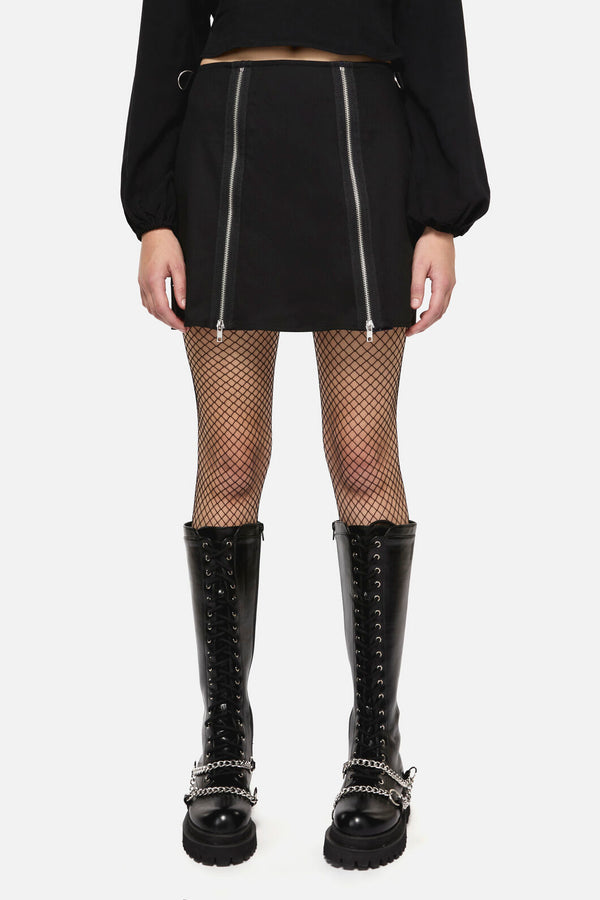 Dangerfield - Edgy Tartan Contrast Mini Skirt - blue-red