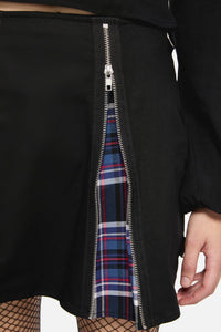 Dangerfield - Edgy Tartan Contrast Mini Skirt - blue-red