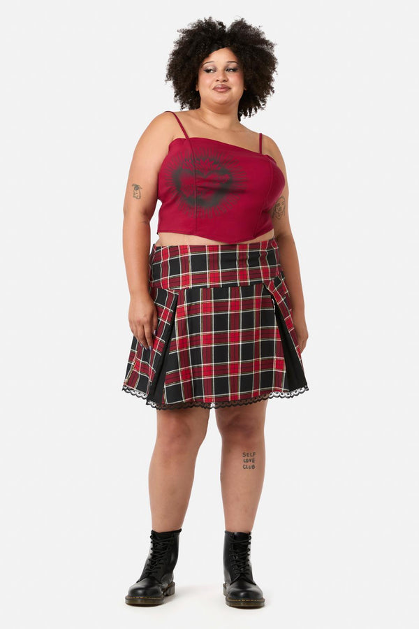 Dangerfield - Curve Boundless Tartan Skirt - red