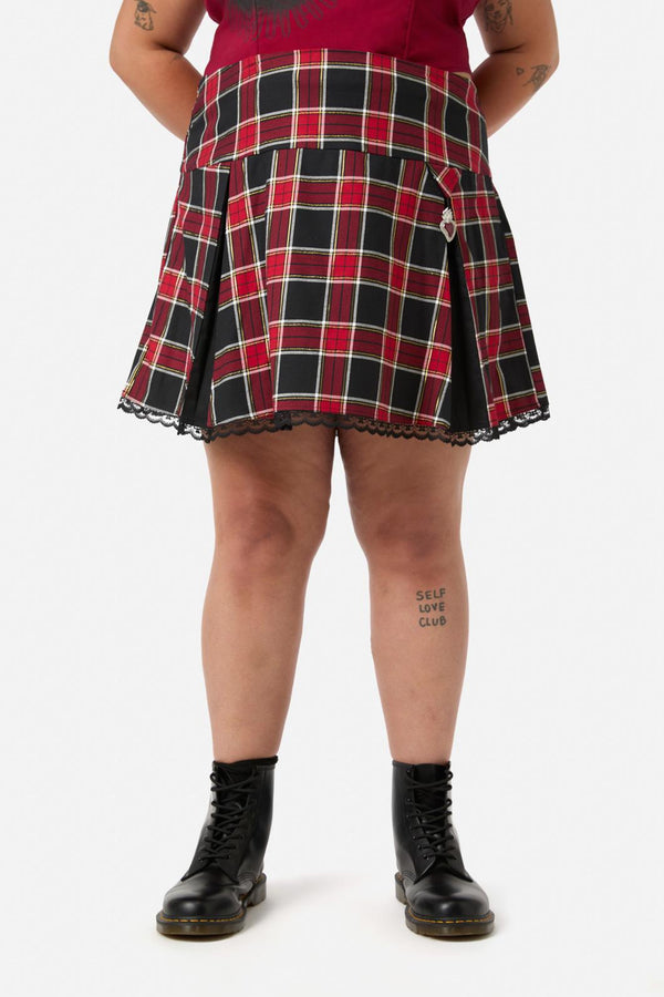 Dangerfield - Curve Boundless Tartan Skirt - red