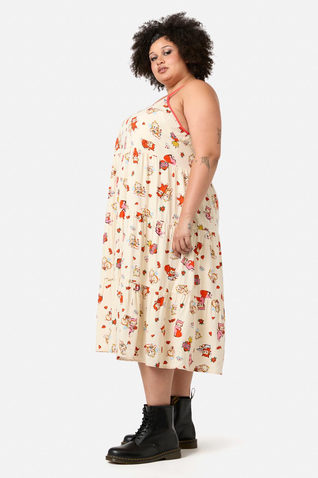 Dangerfield - Curve Love Found Tier Dress - cream