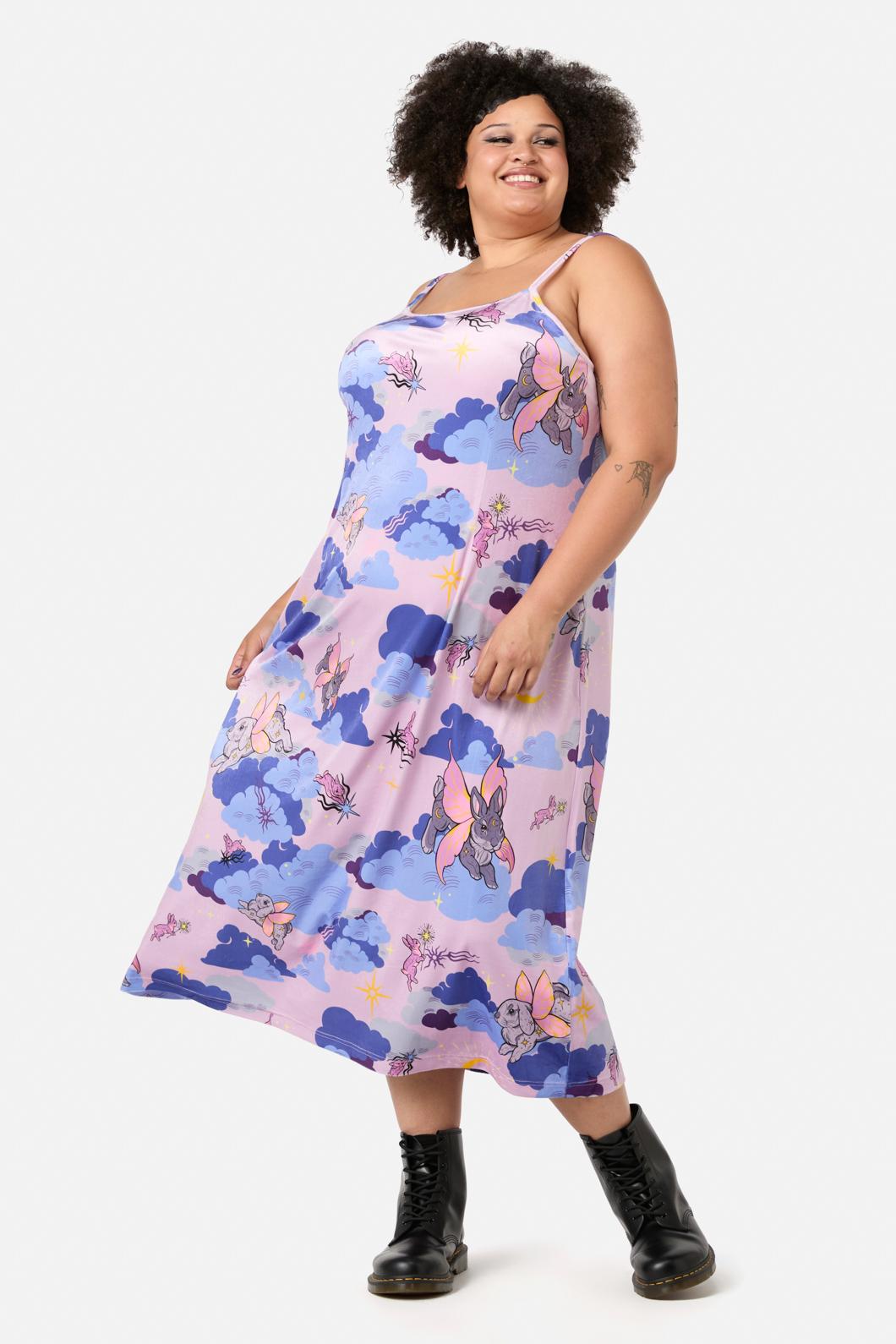 Dangerfield - CurveGoodnightBunnyVelvetDress - lavender