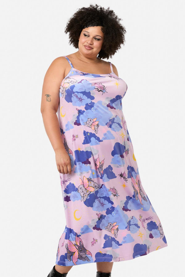 Dangerfield - CurveGoodnightBunnyVelvetDress - lavender