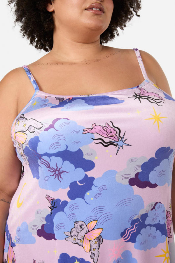 Dangerfield - CurveGoodnightBunnyVelvetDress - lavender