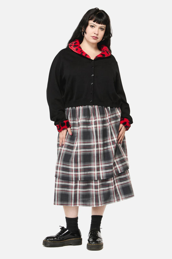 Dangerfield - Curve MoggyFauxFurTrimCardigan - black