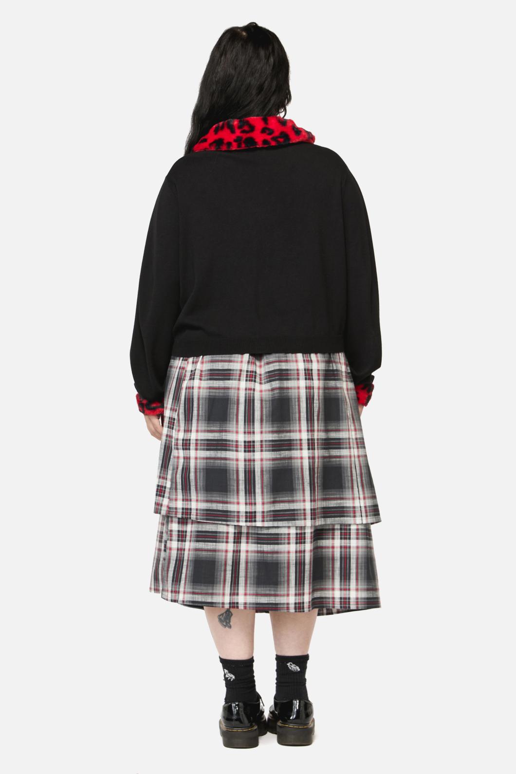 Dangerfield - Curve MoggyFauxFurTrimCardigan - black