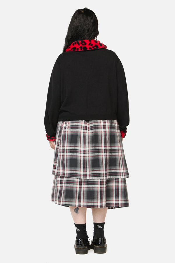 Dangerfield - Curve MoggyFauxFurTrimCardigan - black