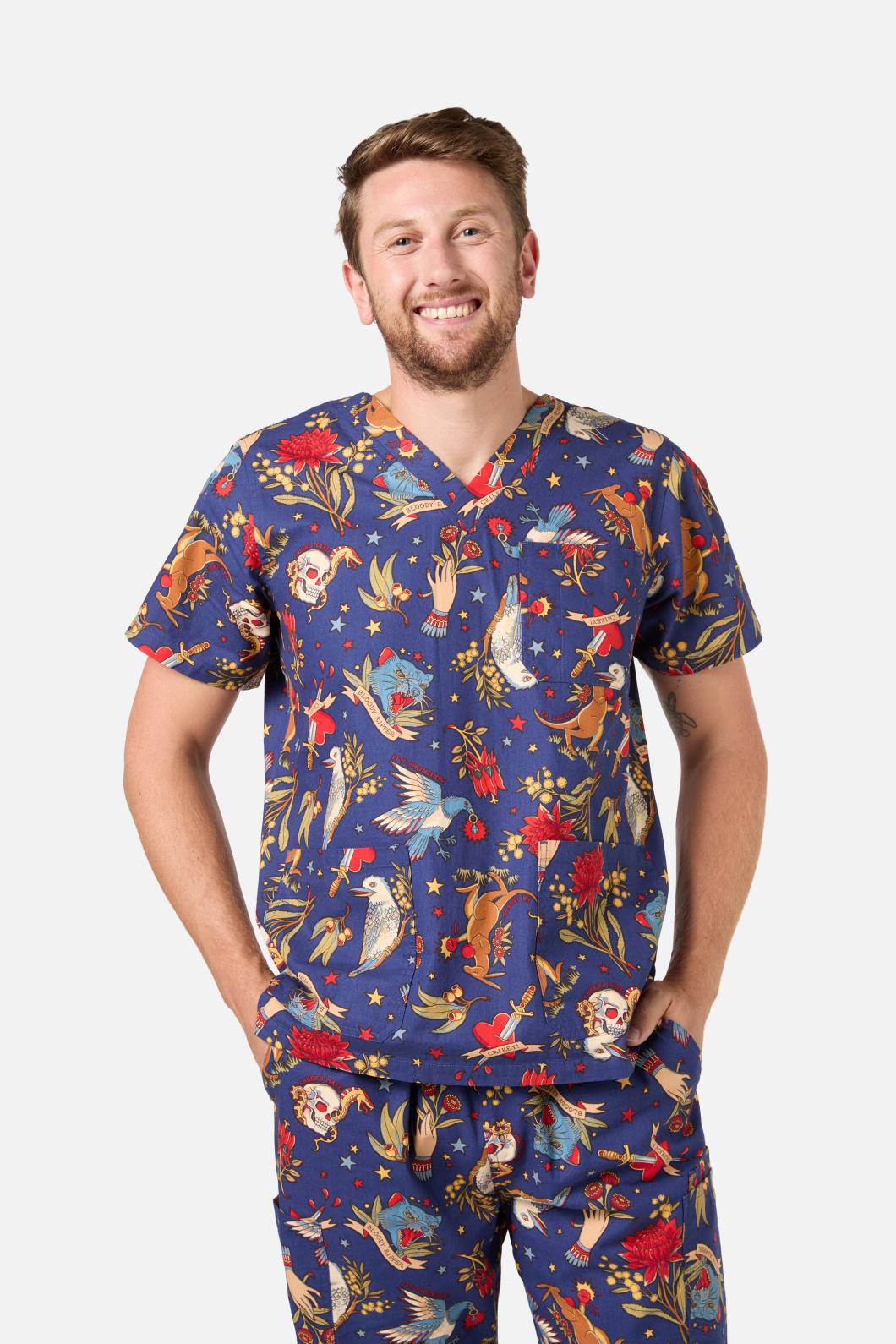 Love Scrubs - Land Down Under Scrub Set - navy