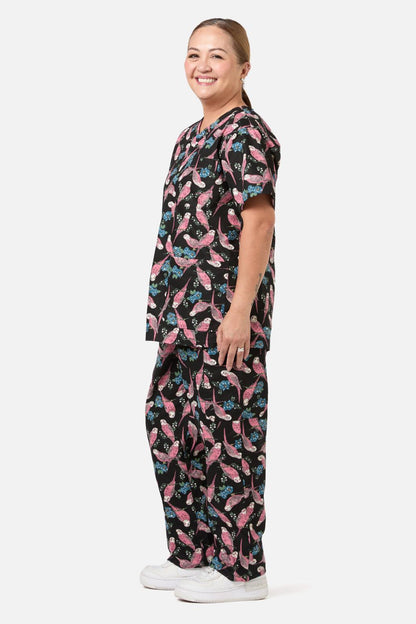 Love Scrubs - Budgie Love Top & PantScrubSet - black
