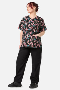 Scrubs With Love - Budgie Love Top & Pant Scrub Set - black