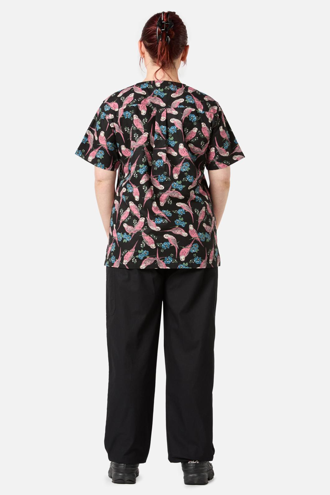 Scrubs With Love - Budgie Love Top & Pant Scrub Set - black
