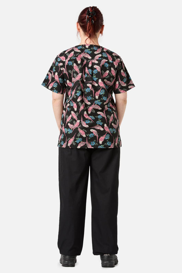 Scrubs With Love - Budgie Love Top & Pant Scrub Set - black