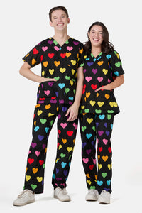 Dangerfield - Rainbow Hearts Scrub Set - black