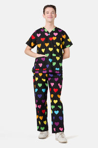Dangerfield - Rainbow Hearts Scrub Set - black