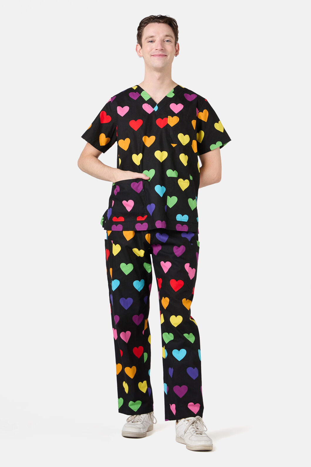 Dangerfield - Rainbow Hearts Scrub Set - black