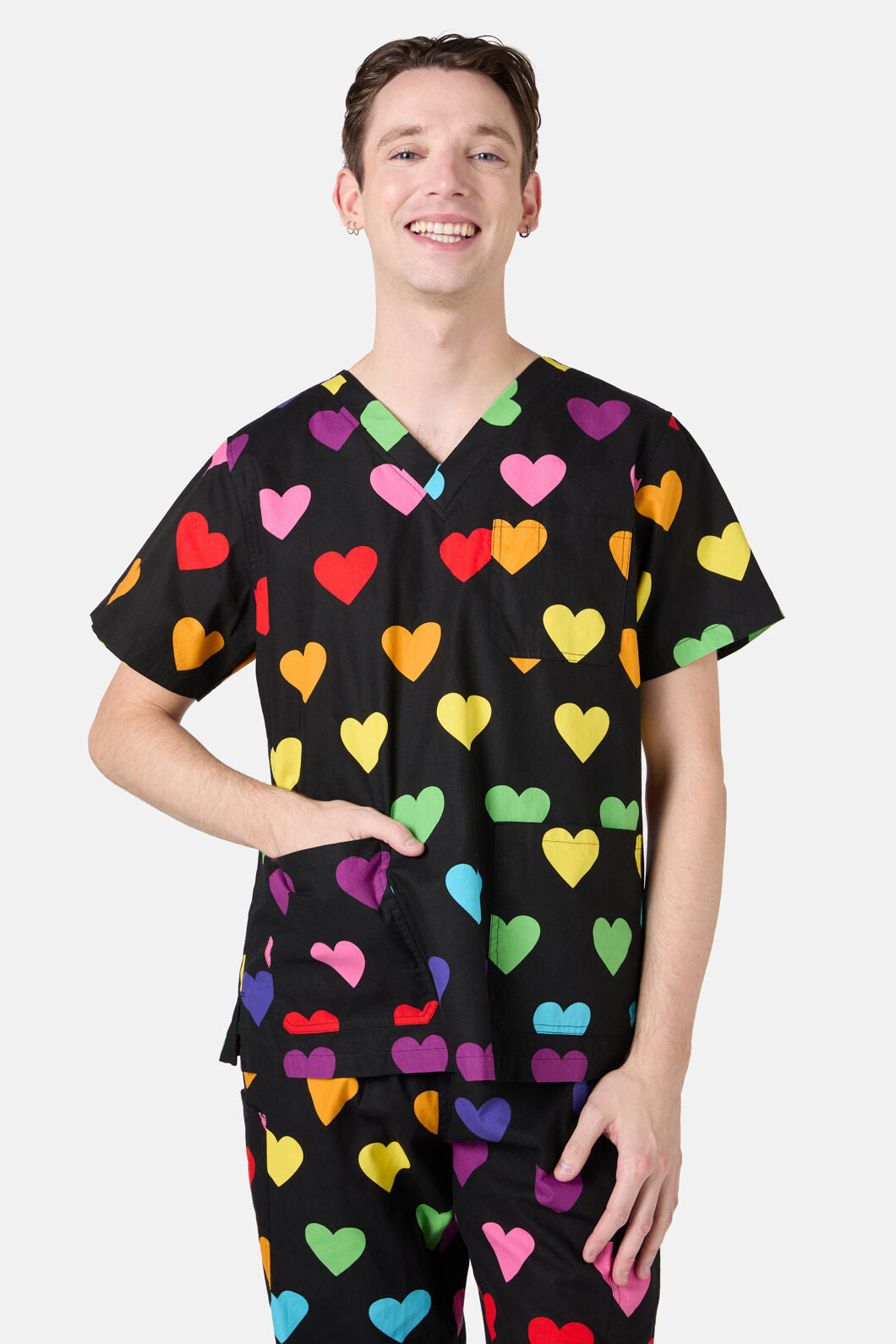 Dangerfield - Rainbow Hearts Scrub Set - black